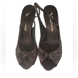 Nina Peep Toe with Rhinestones. Worn once to a wedding but I danced all night!